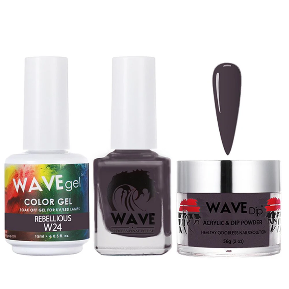 Wave Simplicity 3-In-1 Matching Combo Set / 1 Gel Polish 0.6 oz. + 1 Lacquer 0.5 oz. + 1 Dip Powder 2 oz. / #024 Rebellious - 22700 - Image 2