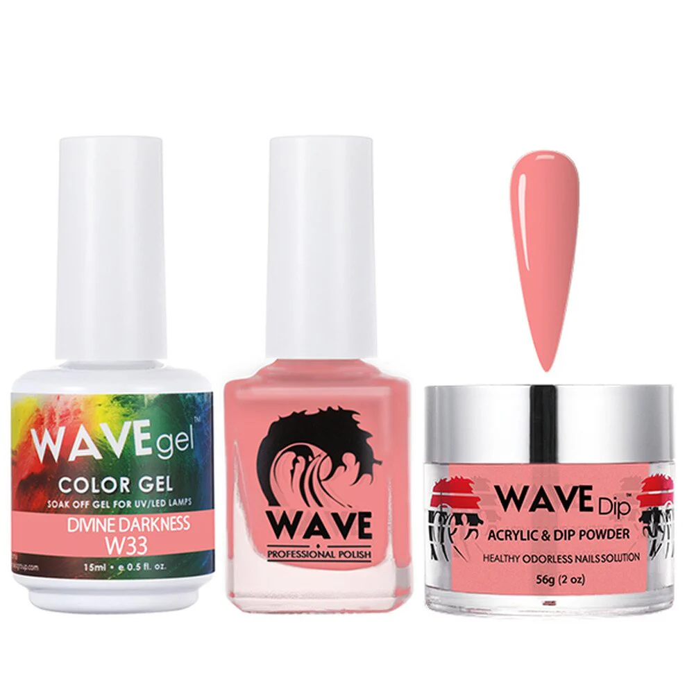 Wave Simplicity 3-In-1 Matching Combo Set / 1 Gel Polish 0.6 oz. + 1 Lacquer 0.5 oz. + 1 Dip Powder 2 oz. / #033 Divine Darkness - 22700