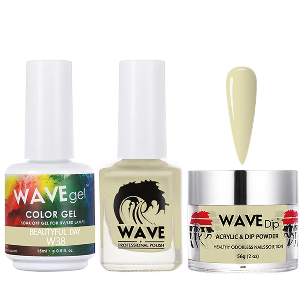 Wave Simplicity 3-In-1 Matching Combo Set / 1 Gel Polish 0.6 oz. + 1 Lacquer 0.5 oz. + 1 Dip Powder 2 oz. / #038 Beautiful Day - 22700