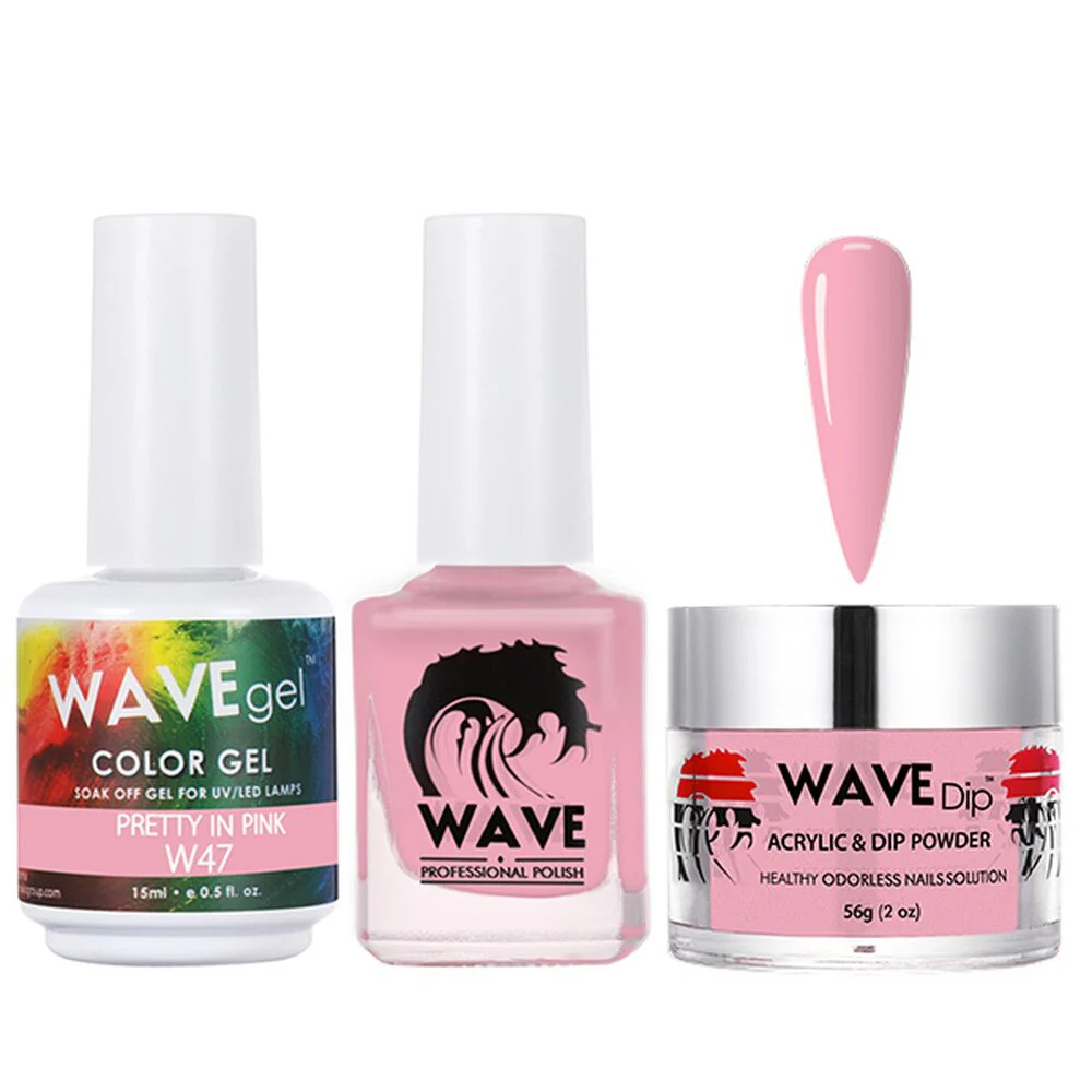 Wave Simplicity 3-In-1 Matching Combo Set / 1 Gel Polish 0.6 oz. + 1 Lacquer 0.5 oz. + 1 Dip Powder 2 oz. / #047 Pretty In Pink - 22700 - Image 2