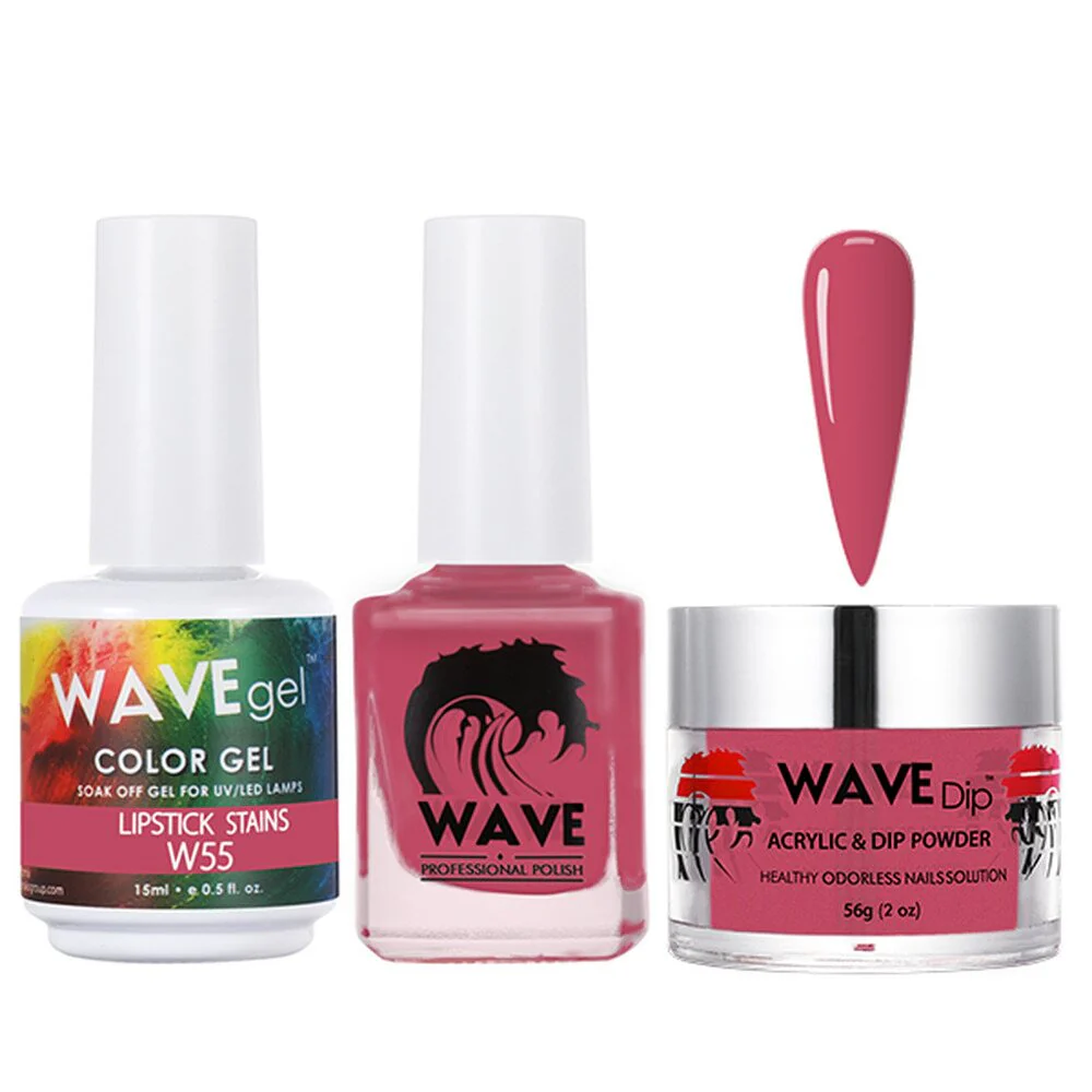 Wave Simplicity 3-In-1 Matching Combo Set / 1 Gel Polish 0.6 oz. + 1 Lacquer 0.5 oz. + 1 Dip Powder 2 oz. / #055 Lipstick Stains - 22700 - Image 2