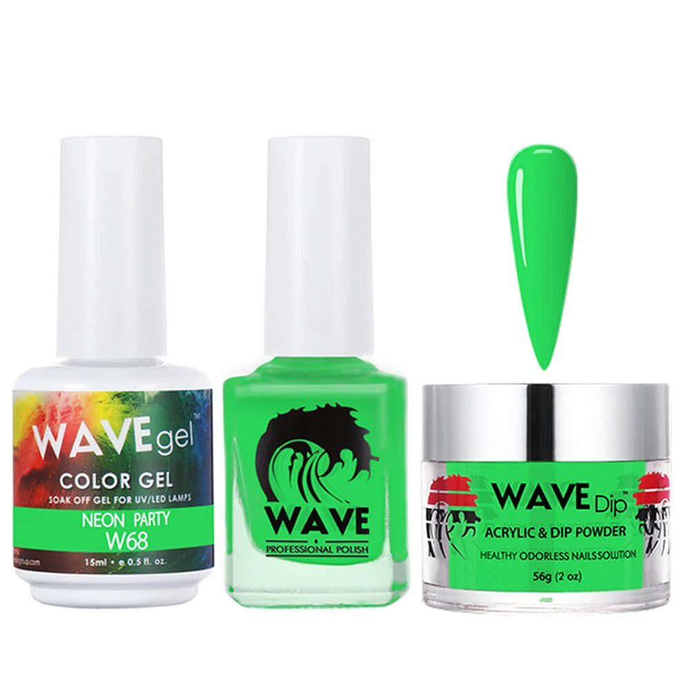 Wave Simplicity 3-In-1 Matching Combo Set / 1 Gel Polish 0.6 oz. + 1 Lacquer 0.5 oz. + 1 Dip Powder 2 oz. / #068 Neon Party - 22700 - Image 2