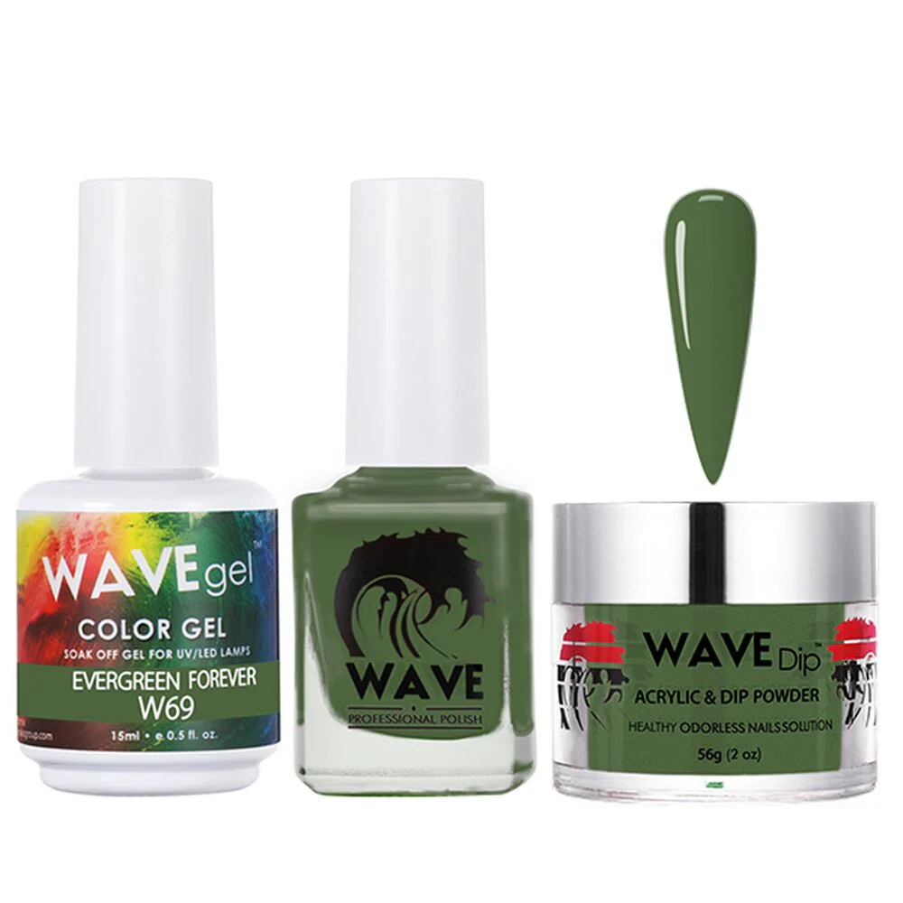 Wave Simplicity 3-In-1 Matching Combo Set / 1 Gel Polish 0.6 oz. + 1 Lacquer 0.5 oz. + 1 Dip Powder 2 oz. / #069 Evergreen Forever - 22700 - Image 2