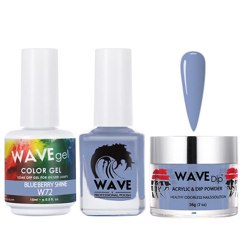 Wave Simplicity 3-In-1 Matching Combo Set / 1 Gel Polish 0.6 oz. + 1 Lacquer 0.5 oz. + 1 Dip Powder 2 oz. / #072 Blueberry Shine - 22700