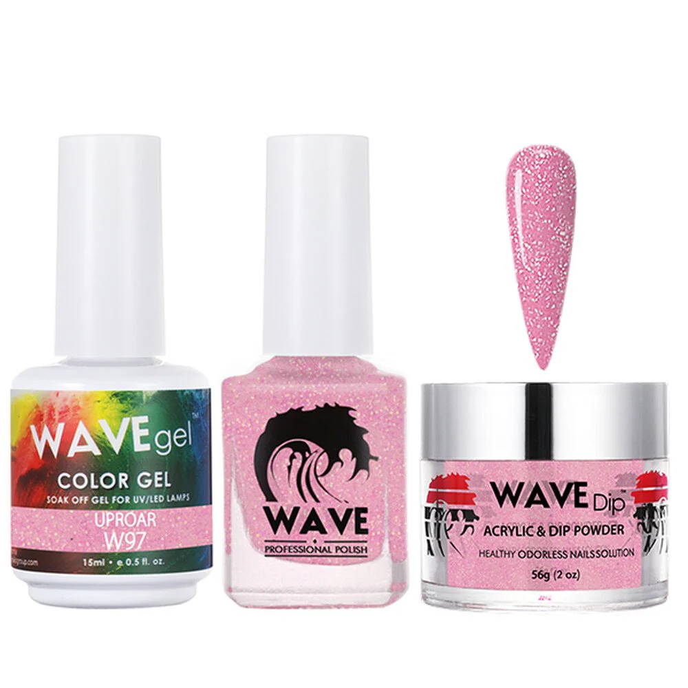 Wave Simplicity 3-In-1 Matching Combo Set / 1 Gel Polish 0.6 oz. + 1 Lacquer 0.5 oz. + 1 Dip Powder 2 oz. / #097 Glossy Pink - 22700