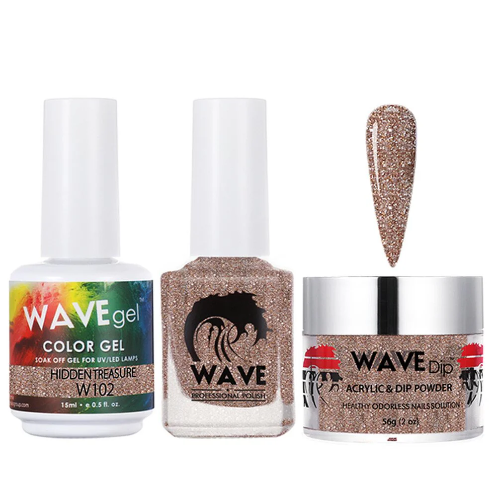 Wave Simplicity 3-In-1 Matching Combo Set / 1 Gel Polish 0.6 oz. + 1 Lacquer 0.5 oz. + 1 Dip Powder 2 oz. / #102 Hidden Treasure - 22700 - Image 2