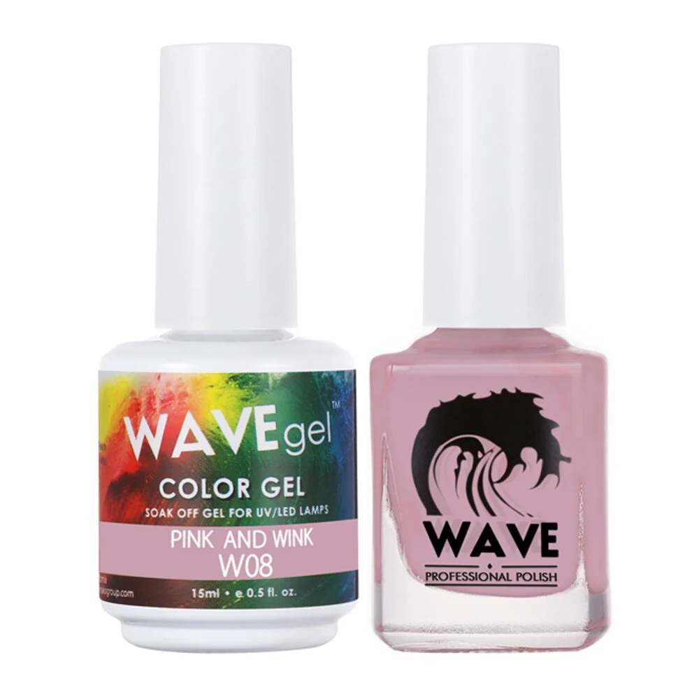 Wave Simplicity Collection 2-In-1 Matching Duo Set / 1 Gel Polish 0.5 oz. + 1 Lacquer 0.5 oz. / #P008 Pink and Wink