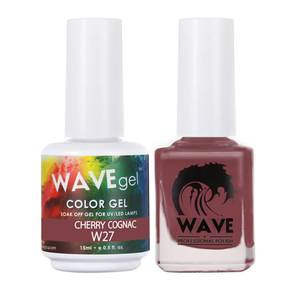 Wave Simplicity Collection 2-In-1 Matching Duo Set / 1 Gel Polish 0.5 oz. + 1 Lacquer 0.5 oz. / #P027 Cherry Cognac