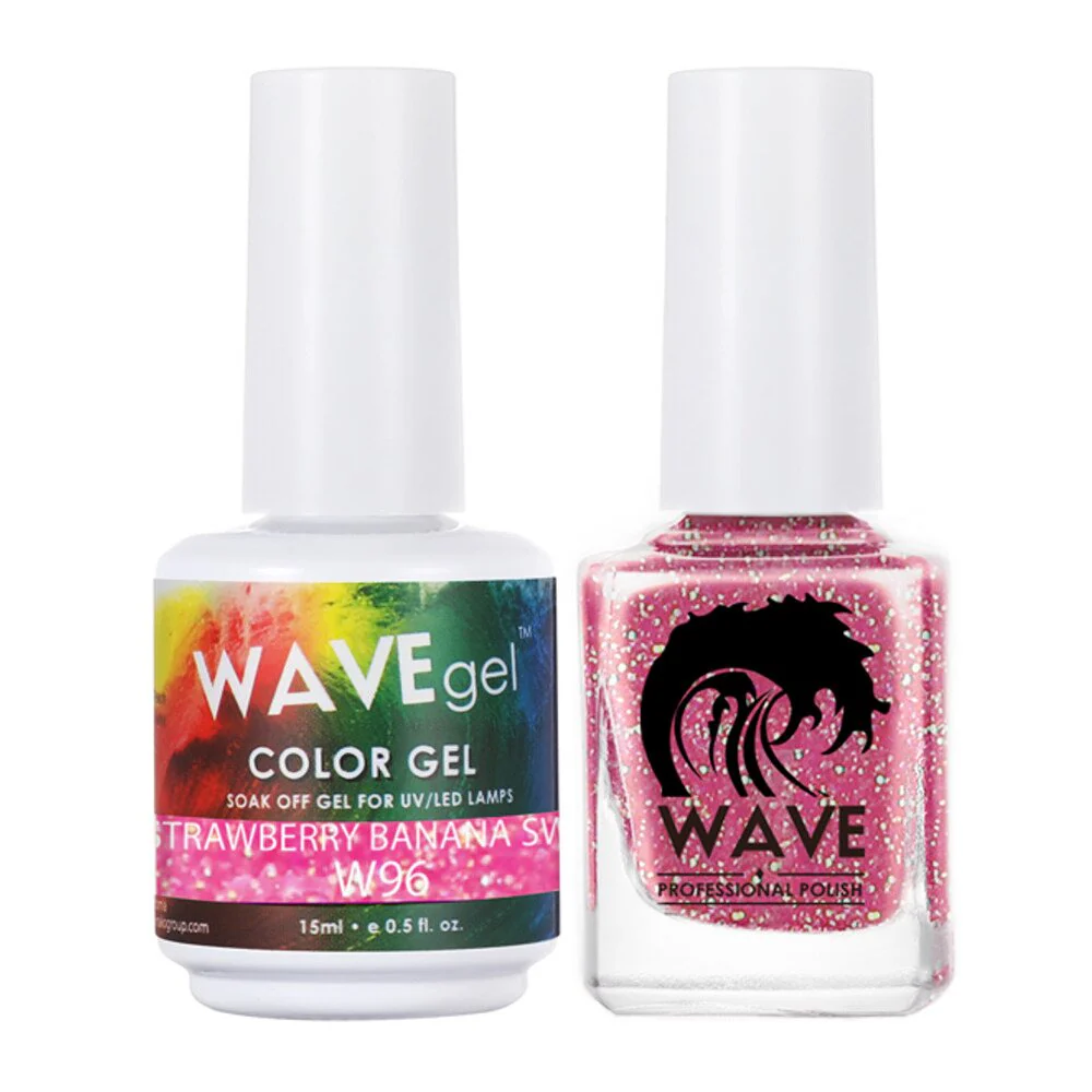 Wave Simplicity Collection 2-In-1 Matching Duo Set / 1 Gel Polish 0.5 oz. + 1 Lacquer 0.5 oz. / #P096 Strawberry Banana Swirl
