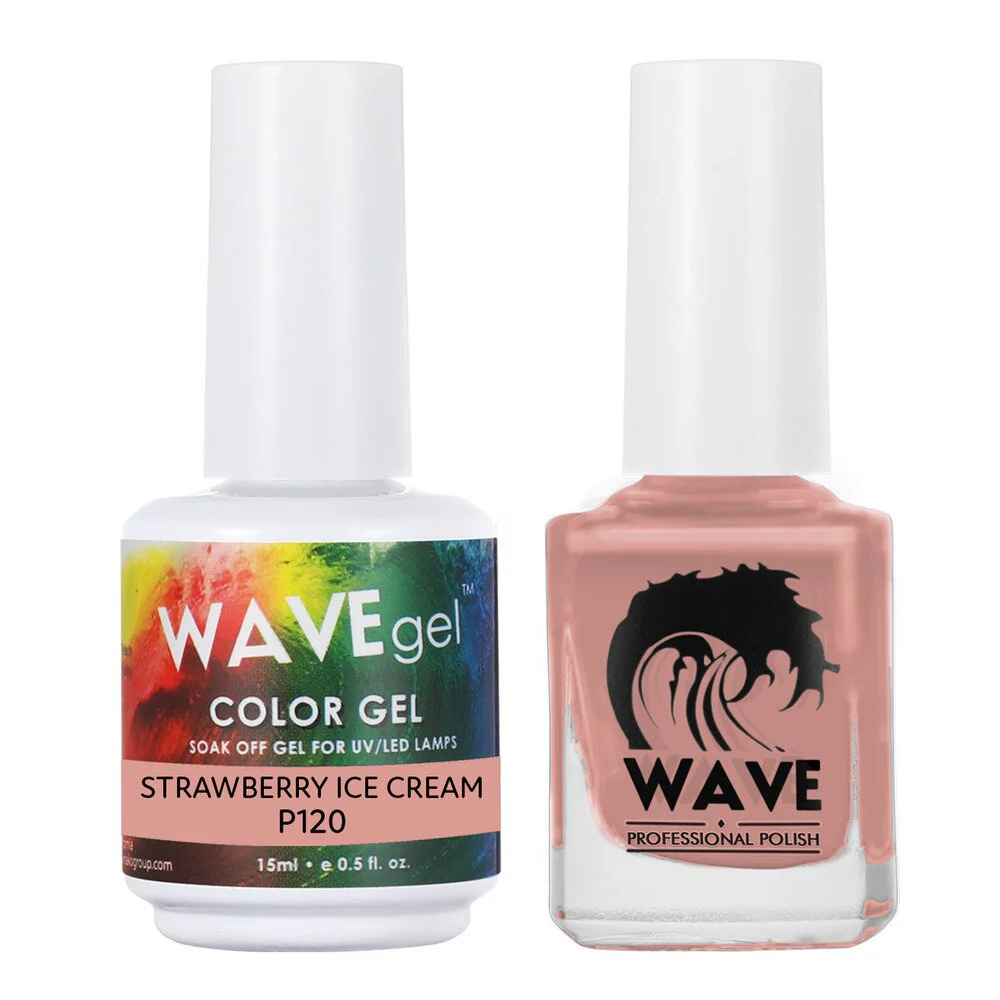 Wave Simplicity Collection 2-In-1 Matching Duo Set / 1 Gel Polish 0.5 oz. + 1 Lacquer 0.5 oz. / #P120 Strawberry Ice Cream