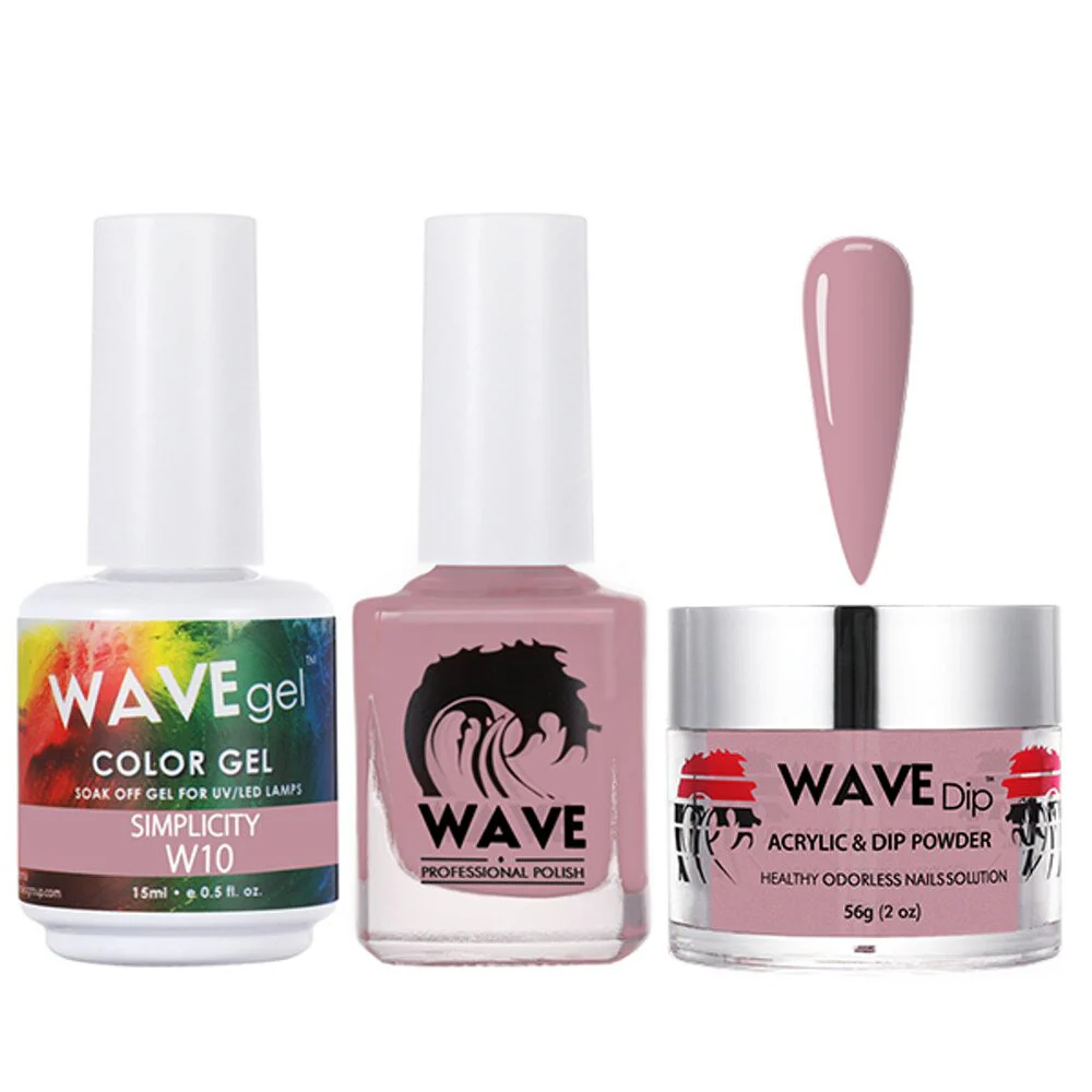 Wave Simplicity Collection 3-In-1 Matching Combo Set / 1 Gel Polish 0.5 oz. + 1 Lacquer 0.5 oz. + 1 Dip Powder 2 oz. / #P010 Simplicity