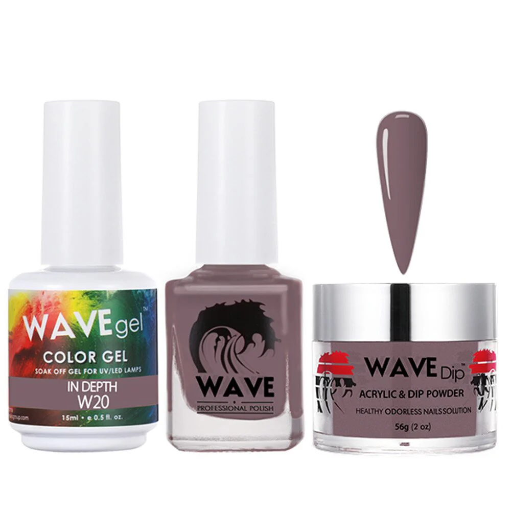 Wave Simplicity Collection 3-In-1 Matching Combo Set / 1 Gel Polish 0.5 oz. + 1 Lacquer 0.5 oz. + 1 Dip Powder 2 oz. / #P020 In Depth