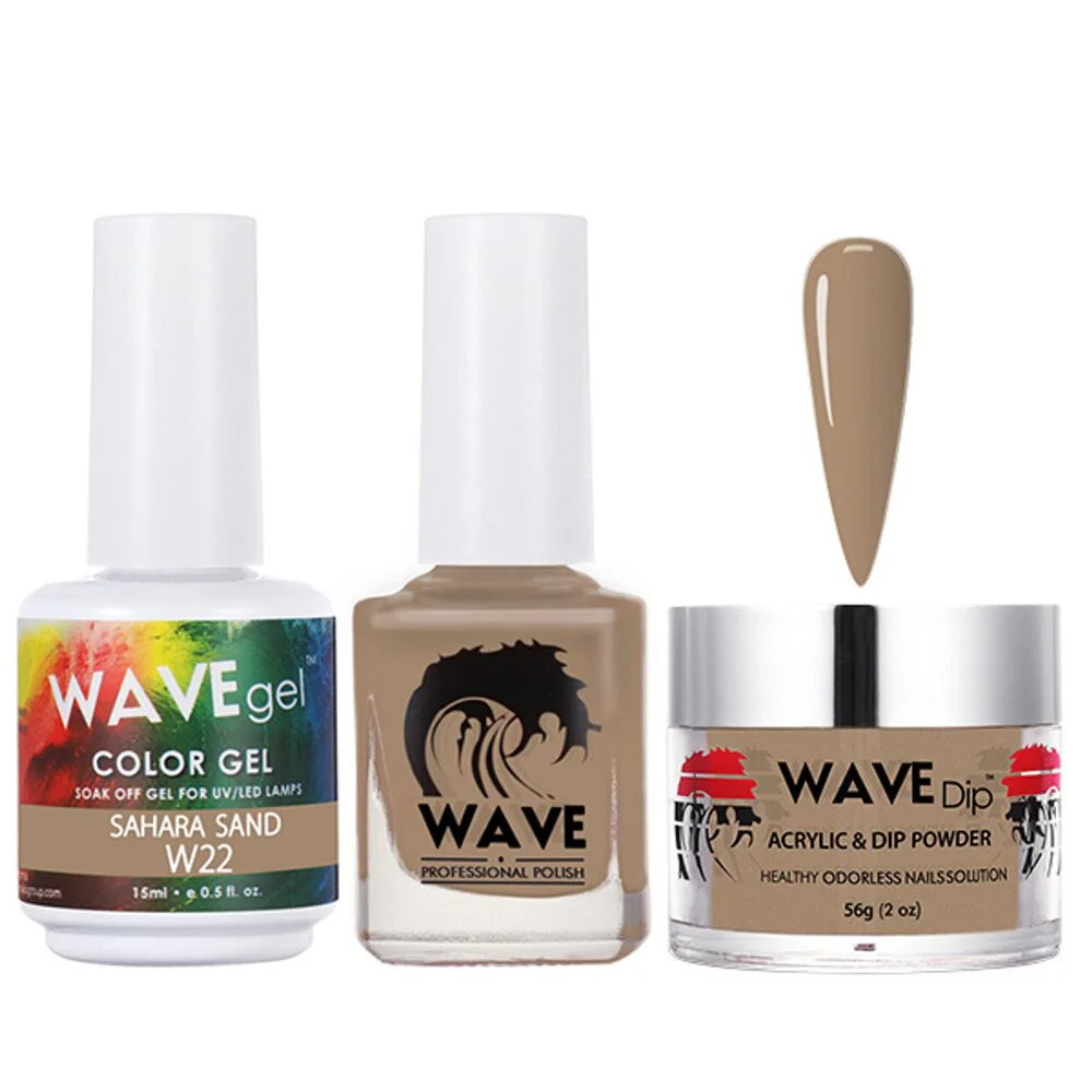 Wave Simplicity Collection 3-In-1 Matching Combo Set / 1 Gel Polish 0.5 oz. + 1 Lacquer 0.5 oz. + 1 Dip Powder 2 oz. / #P022 Sahara Sand