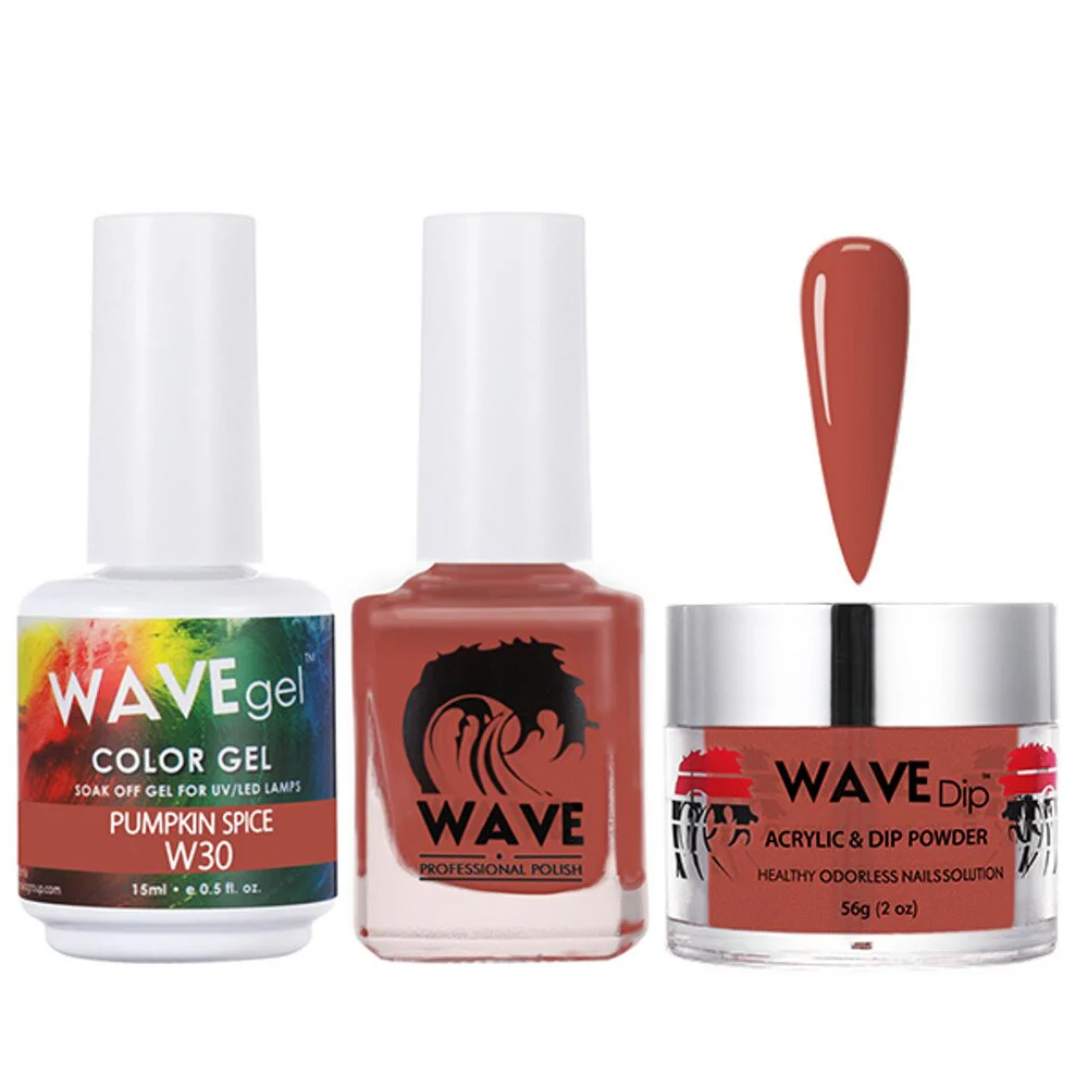 Wave Simplicity Collection 3-In-1 Matching Combo Set / 1 Gel Polish 0.5 oz. + 1 Lacquer 0.5 oz. + 1 Dip Powder 2 oz. / #P030 Pumpkin Spice
