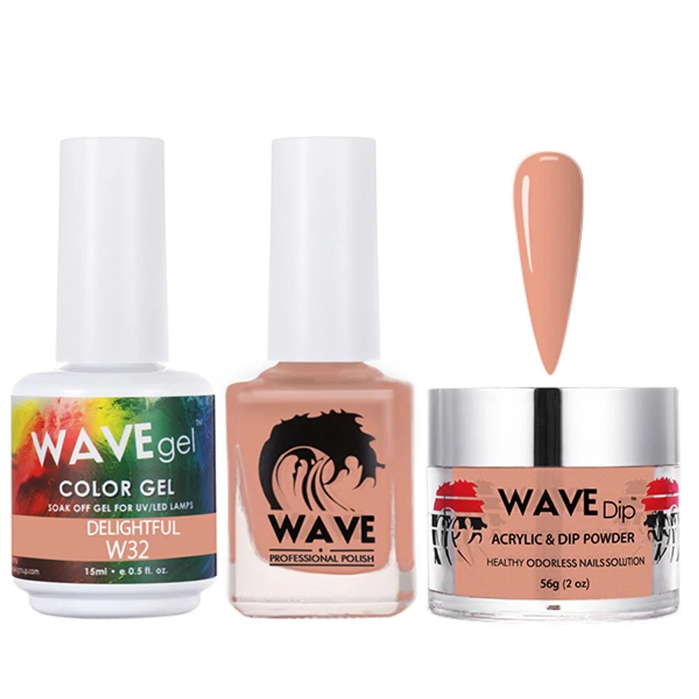 Wave Simplicity Collection 3-In-1 Matching Combo Set / 1 Gel Polish 0.5 oz. + 1 Lacquer 0.5 oz. + 1 Dip Powder 2 oz. / #P032 Delightful