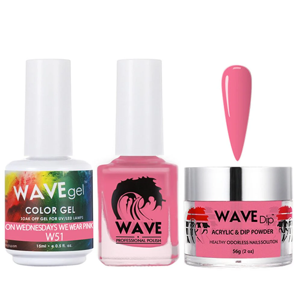 Wave Simplicity Collection 3-In-1 Matching Combo Set / 1 Gel Polish 0.5 oz. + 1 Lacquer 0.5 oz. + 1 Dip Powder 2 oz. / #P051 On Wednesdays We Wear Pink