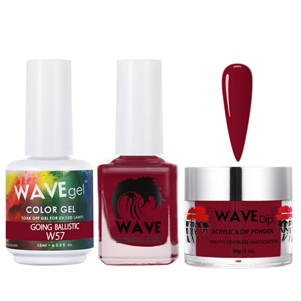 Wave Simplicity Collection 3-In-1 Matching Combo Set / 1 Gel Polish 0.5 oz. + 1 Lacquer 0.5 oz. + 1 Dip Powder 2 oz. / #P057 Going Ballistic