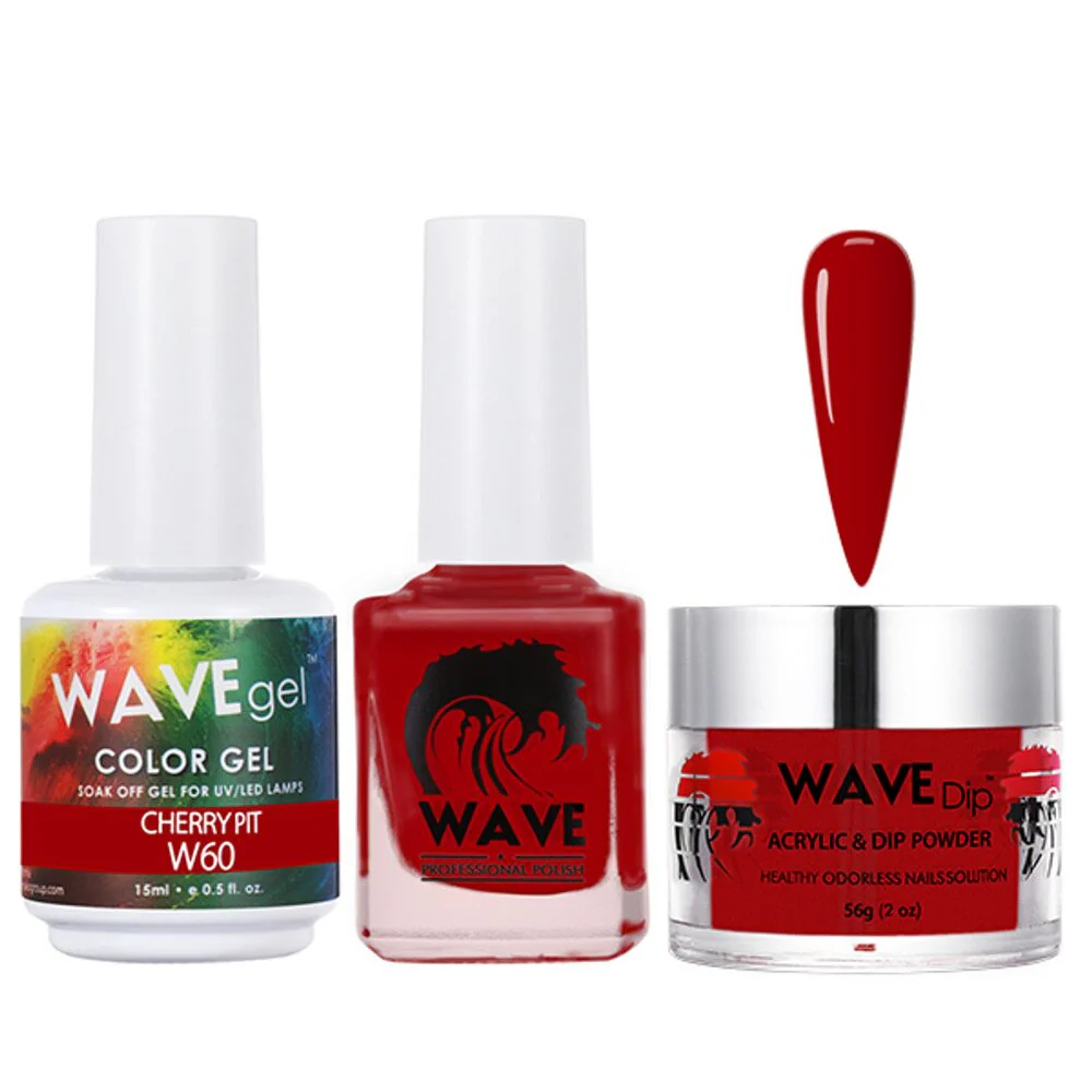 Wave Simplicity Collection 3-In-1 Matching Combo Set / 1 Gel Polish 0.5 oz. + 1 Lacquer 0.5 oz. + 1 Dip Powder 2 oz. / #P060 Cherry Pit