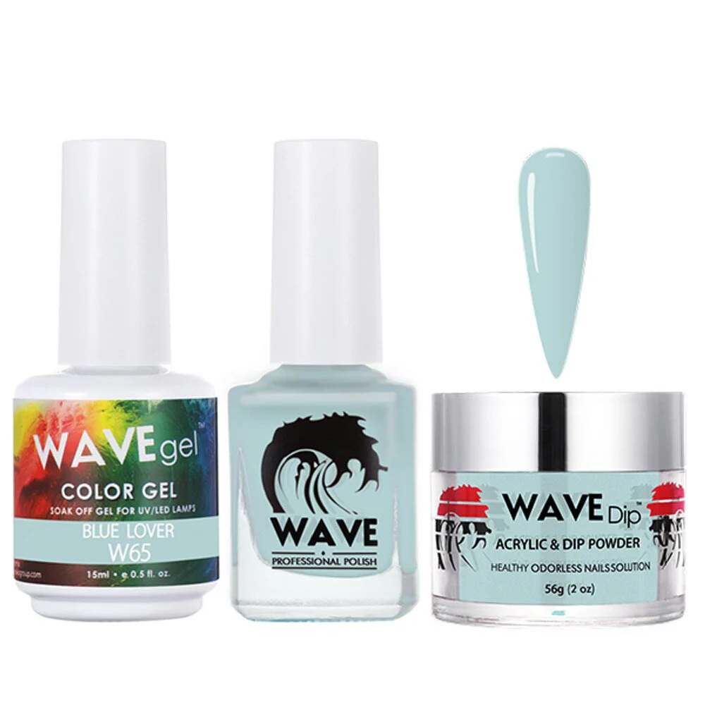 Wave Simplicity Collection 3-In-1 Matching Combo Set / 1 Gel Polish 0.5 oz. + 1 Lacquer 0.5 oz. + 1 Dip Powder 2 oz. / #P065 Blue Lover