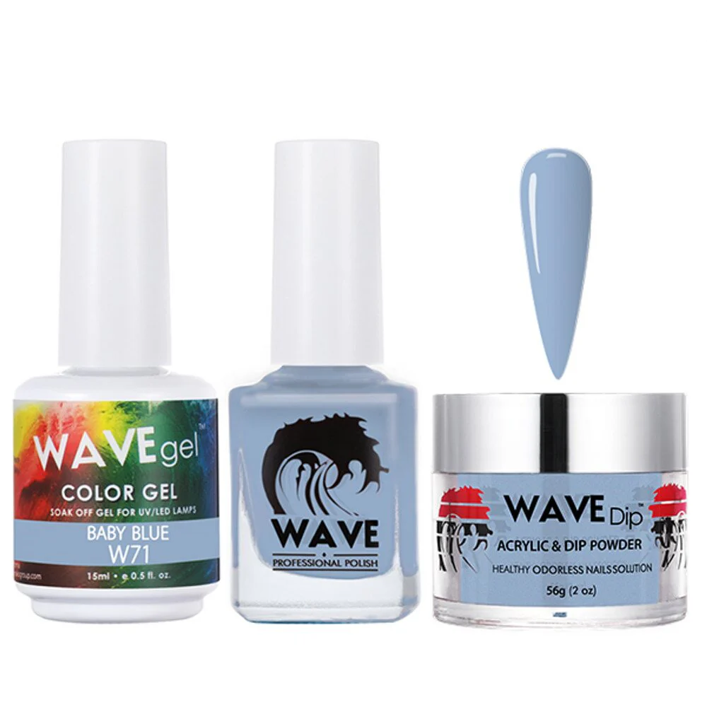 Wave Simplicity Collection 3-In-1 Matching Combo Set / 1 Gel Polish 0.5 oz. + 1 Lacquer 0.5 oz. + 1 Dip Powder 2 oz. / #P071 Baby Blue