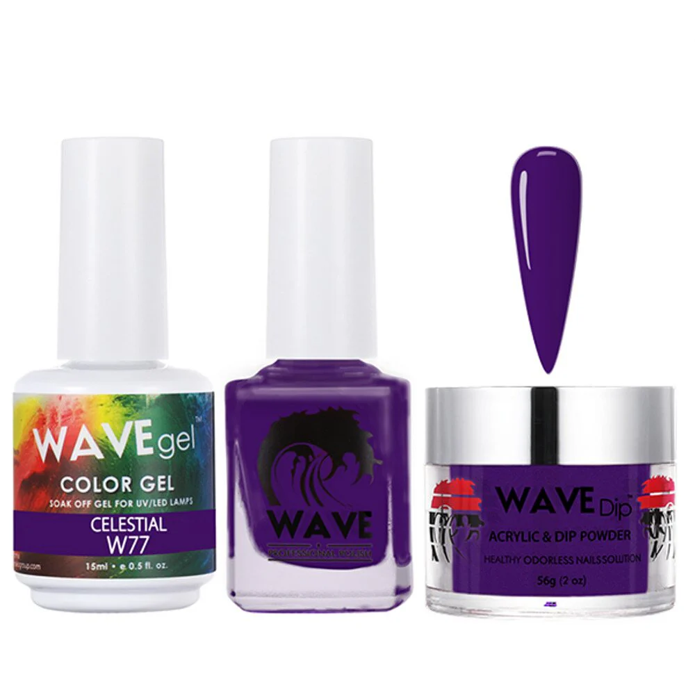 Wave Simplicity Collection 3-In-1 Matching Combo Set / 1 Gel Polish 0.5 oz. + 1 Lacquer 0.5 oz. + 1 Dip Powder 2 oz. / #P077 Celestial