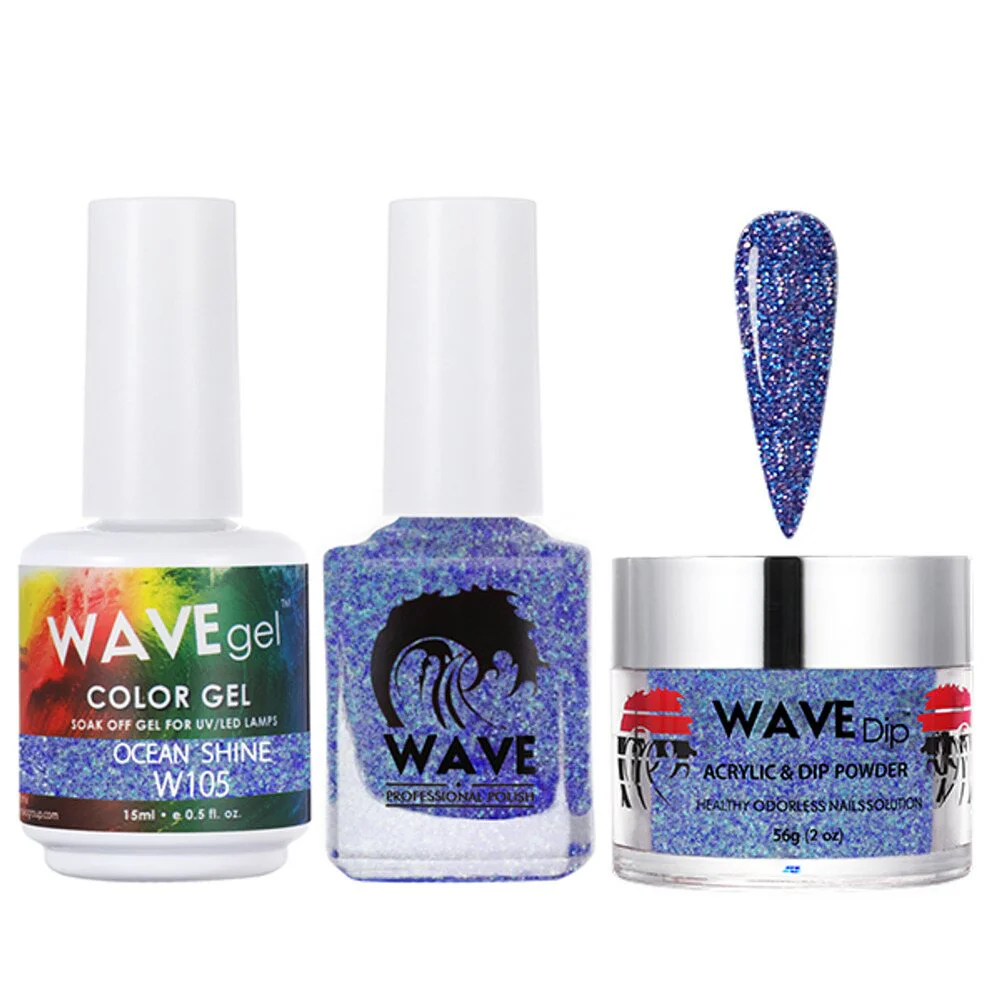 Wave Simplicity Collection 3-In-1 Matching Combo Set / 1 Gel Polish 0.5 oz. + 1 Lacquer 0.5 oz. + 1 Dip Powder 2 oz. / #P105 Ocean Shine