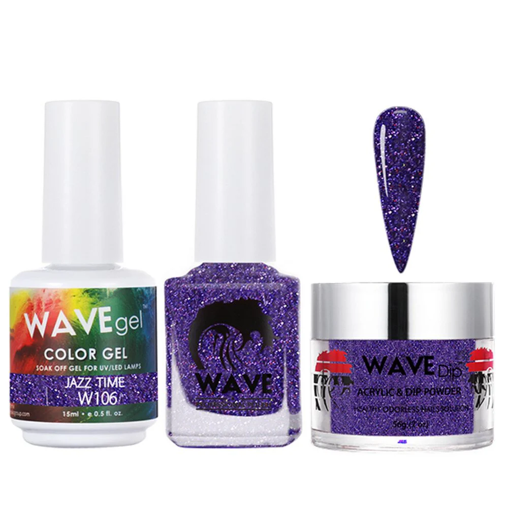 Wave Simplicity Collection 3-In-1 Matching Combo Set / 1 Gel Polish 0.5 oz. + 1 Lacquer 0.5 oz. + 1 Dip Powder 2 oz. / #P106 Jazz Time