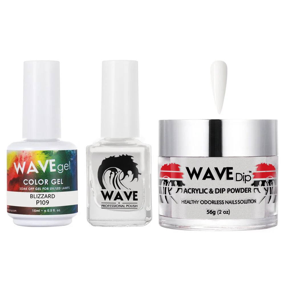 Wave Simplicity Collection 3-In-1 Matching Combo Set / 1 Gel Polish 0.5 oz. + 1 Lacquer 0.5 oz. + 1 Dip Powder 2 oz. / #P109 Blizzard