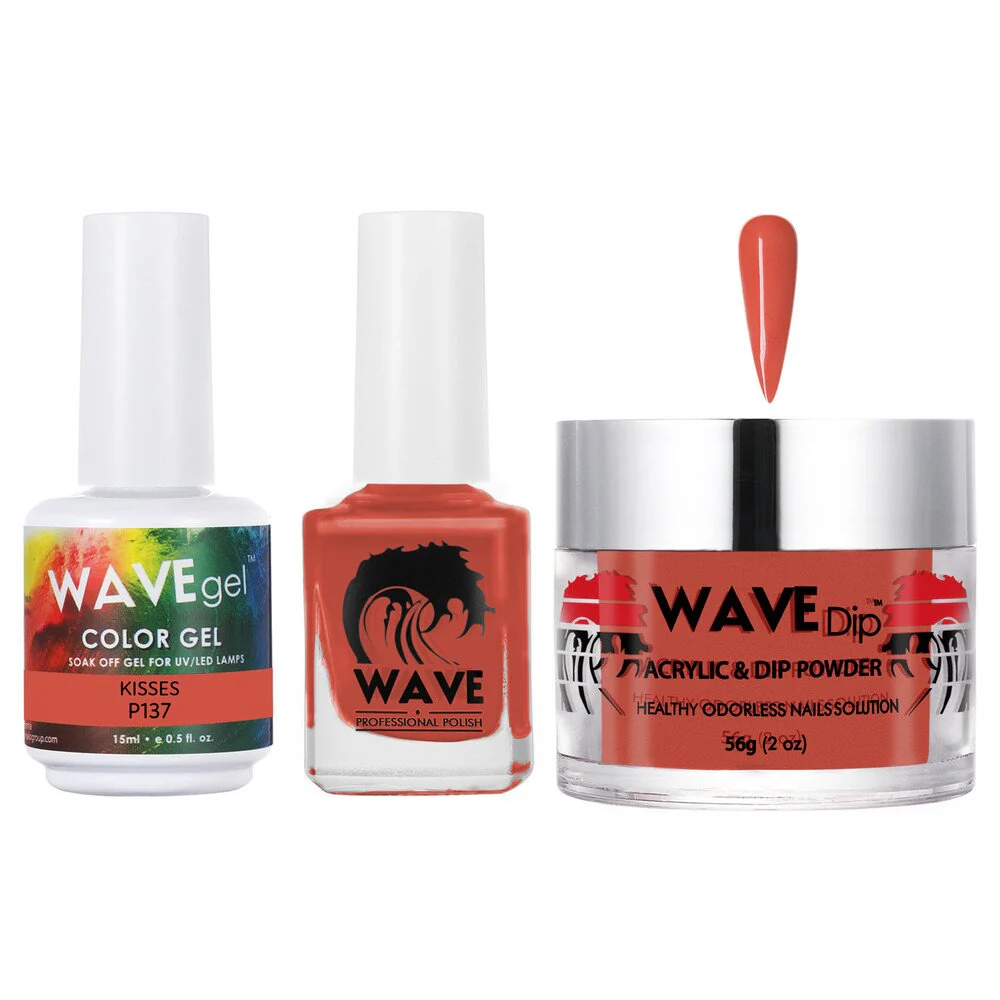 Wave Simplicity Collection 3-In-1 Matching Combo Set / 1 Gel Polish 0.5 oz. + 1 Lacquer 0.5 oz. + 1 Dip Powder 2 oz. / #P137 Kisses
