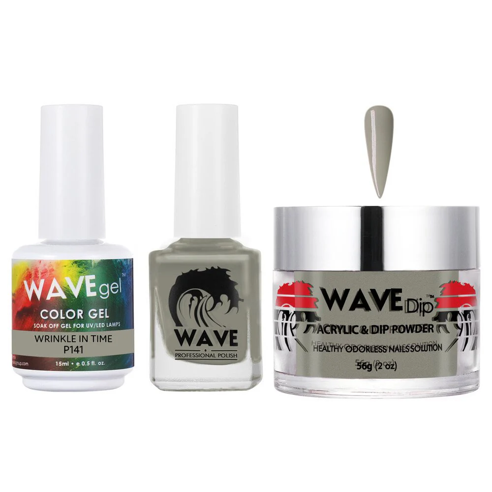 Wave Simplicity Collection 3-In-1 Matching Combo Set / 1 Gel Polish 0.5 oz. + 1 Lacquer 0.5 oz. + 1 Dip Powder 2 oz. / #P141 Wrinkle In Time