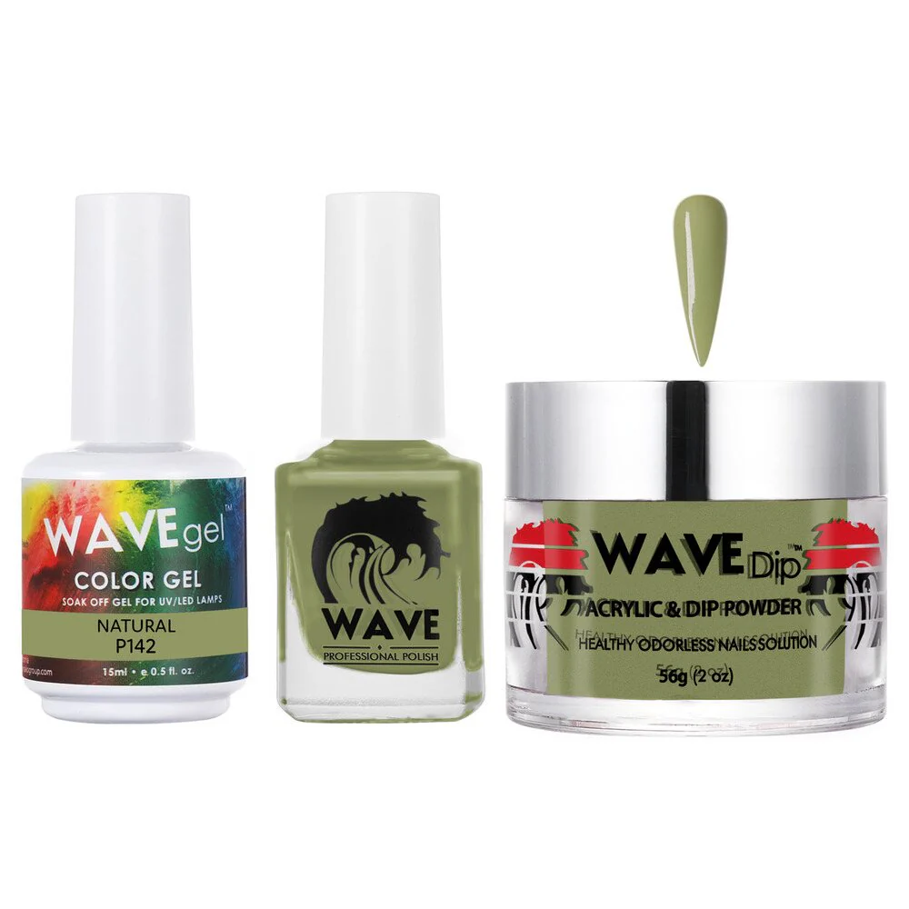 Wave Simplicity Collection 3-In-1 Matching Combo Set / 1 Gel Polish 0.5 oz. + 1 Lacquer 0.5 oz. + 1 Dip Powder 2 oz. / #P142 Natural