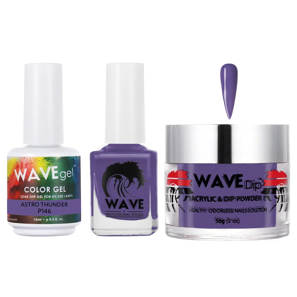 Wave Simplicity Collection 3-In-1 Matching Combo Set / 1 Gel Polish 0.5 oz. + 1 Lacquer 0.5 oz. + 1 Dip Powder 2 oz. / #P146 Astro Thunder