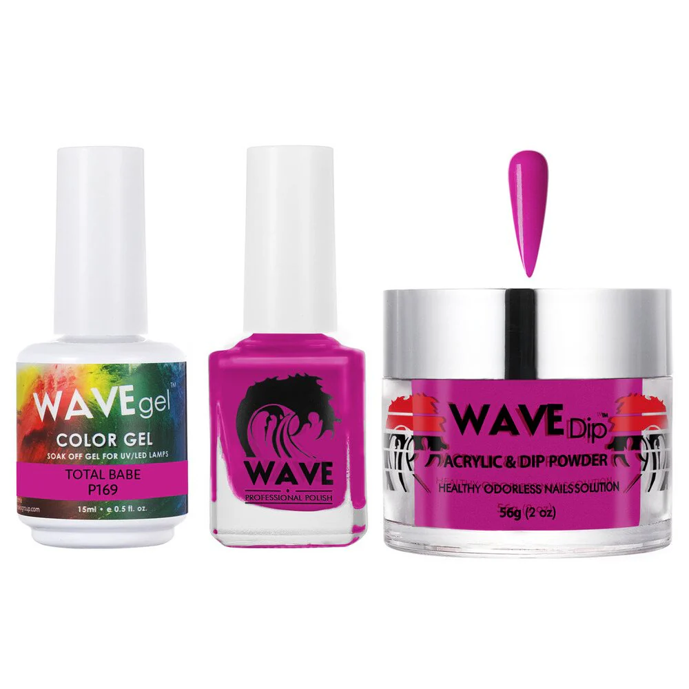 Wave Simplicity Collection 3-In-1 Matching Combo Set / 1 Gel Polish 0.5 oz. + 1 Lacquer 0.5 oz. + 1 Dip Powder 2 oz. / #P169 Total Babe