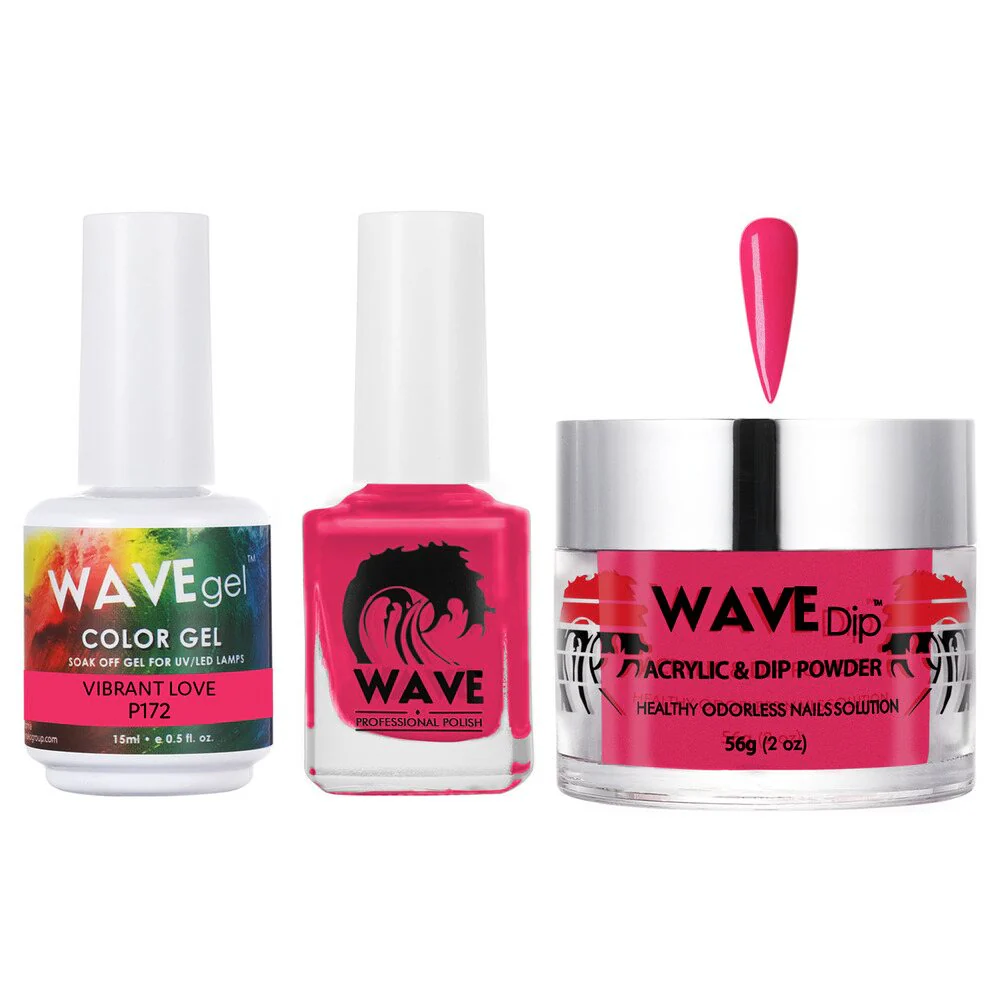 Wave Simplicity Collection 3-In-1 Matching Combo Set / 1 Gel Polish 0.5 oz. + 1 Lacquer 0.5 oz. + 1 Dip Powder 2 oz. / #P172 Vibrant Love