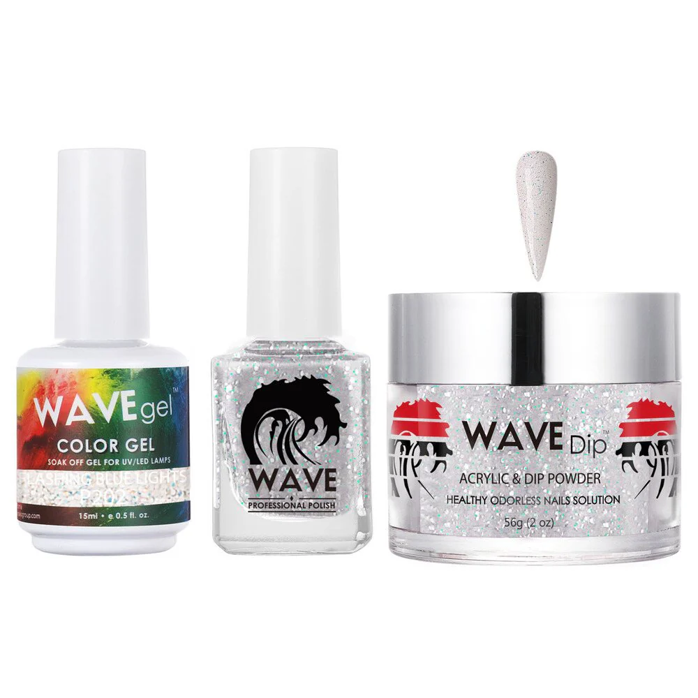 Wave Simplicity Collection 3-In-1 Matching Combo Set / 1 Gel Polish 0.5 oz. + 1 Lacquer 0.5 oz. + 1 Dip Powder 2 oz. / #P202 Flashing Blue Lights