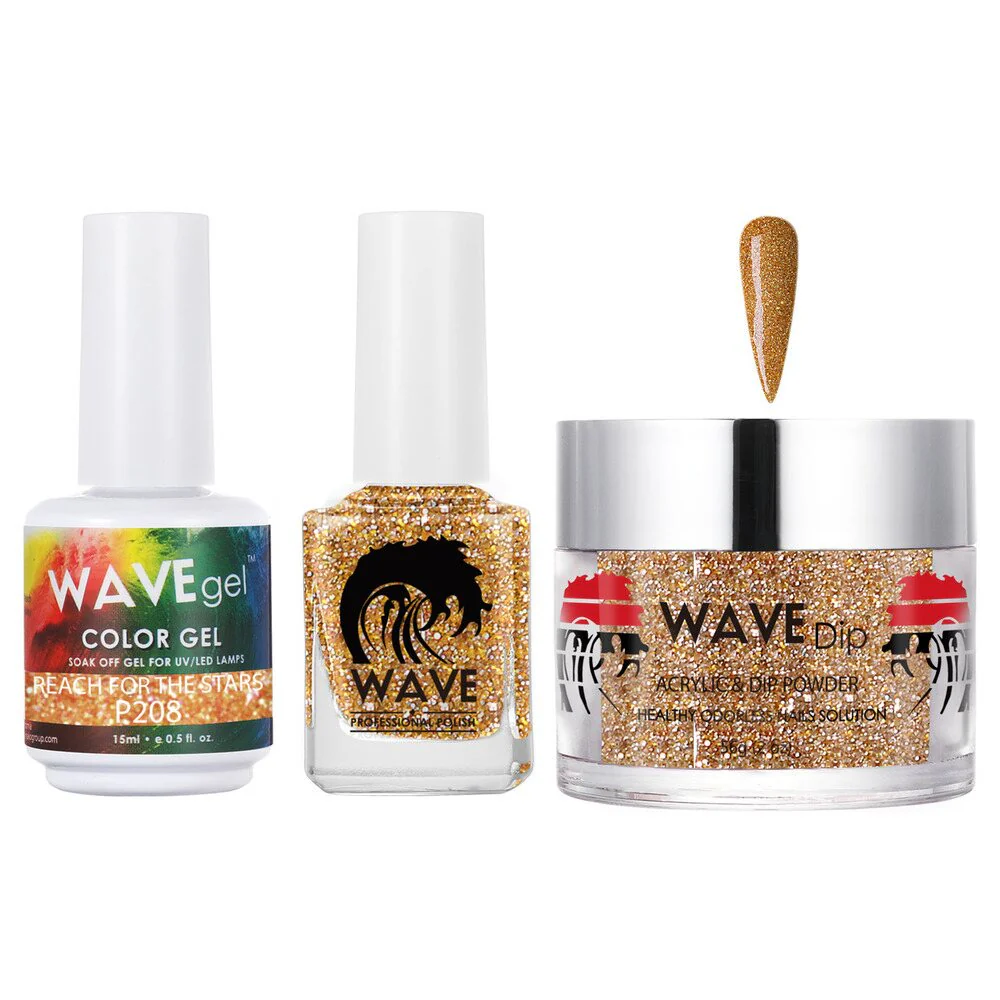 Wave Simplicity Collection 3-In-1 Matching Combo Set / 1 Gel Polish 0.5 oz. + 1 Lacquer 0.5 oz. + 1 Dip Powder 2 oz. / #P208 Reach For The Stars