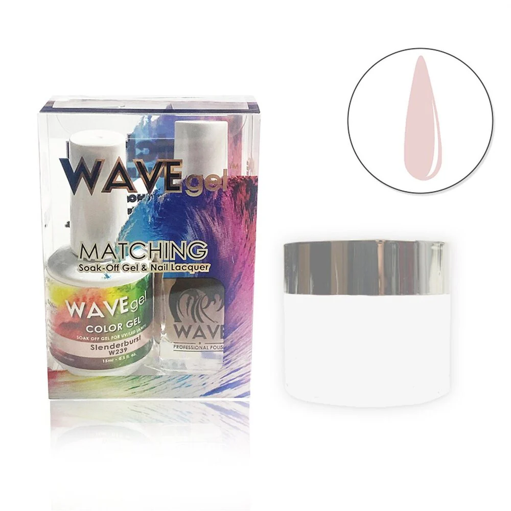 WaveGel Low Key Collection 3-In-1 Matching Combo Set / 1 Gel Polish 0.5 oz. + 1 Lacquer 0.5 oz. + 1 Dip Powder 2 oz. / #239 Slender burst