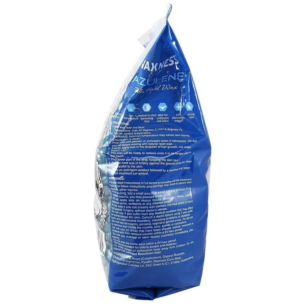 Waxness Azulene Film Hard Wax Beads - Made in Italy / 2.2 lbs. - 35.27 oz. - 1 kg. Each X 4 Bags = 8.8 Lbs - Image 3