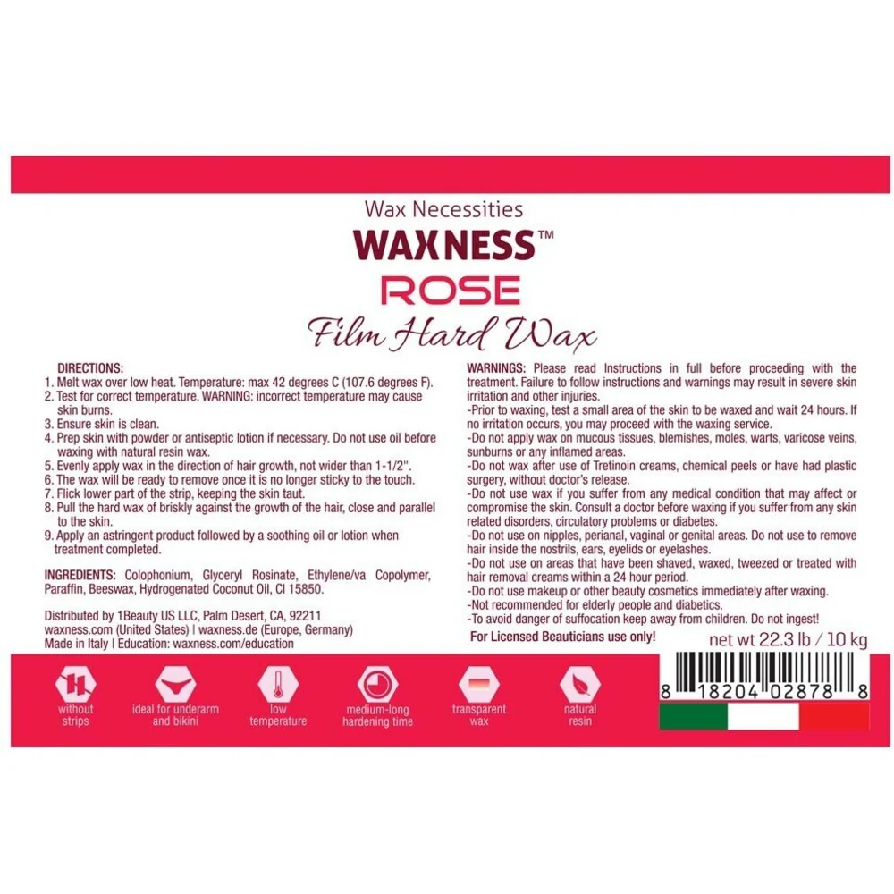 Waxness Film Rose Hard Wax Beads - Made in Italy / Bulk 22 lbs. - 10 kg. - Image 2