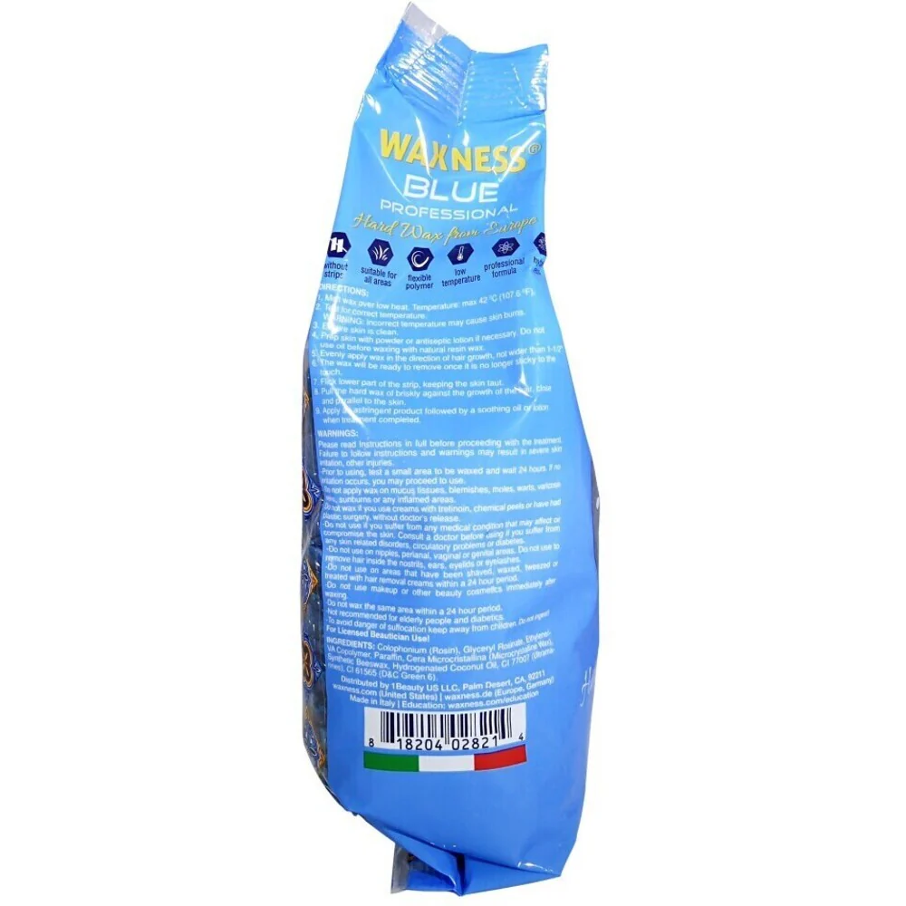 Waxness Hard Wax Beads Blue Professional Original - Made in Italy / 2.2 lbs. - 35.27 oz. - 1 kg. Each X 4 Bags = 8.8 Lbs - Image 3