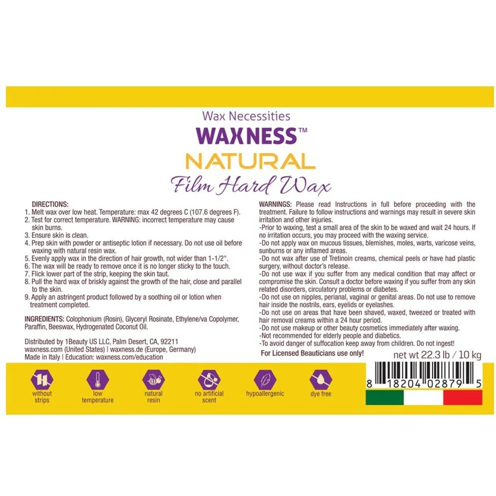 Waxness Natural Film Hard Wax Beads - Made in Italy / Bulk 22 lbs. - 10 kg. - Image 2