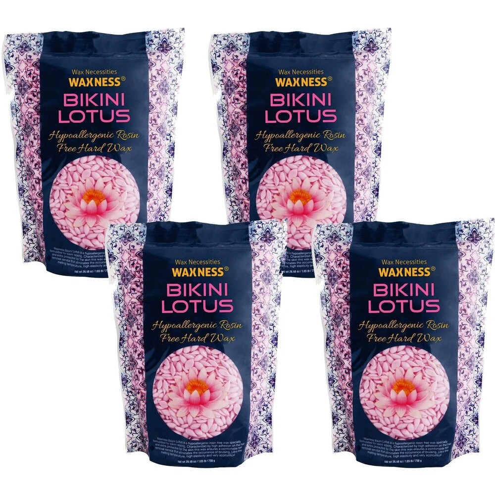 Waxness Premium Luxury Bikini Lotus Hard Wax Beads - Made in Italy / 1.65 lbs. - 750 grams Eax X 4 Bags = 6.6 lbs.