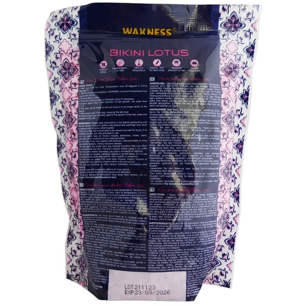 Waxness Premium Luxury Bikini Lotus Hard Wax Beads - Made in Italy / 1.65 lbs. - 750 grams Eax X 4 Bags = 6.6 lbs. - Image 2