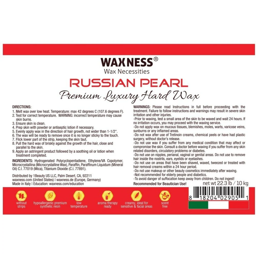 Waxness Premium Polymer Luxury Hard Wax Beads Russian Pearl - Made in Italy / Bulk 22 lbs. - 10 kg. - Image 2