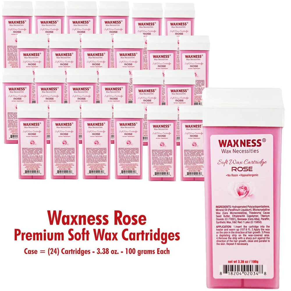 Rose Soft Wax Cartridge / Case = (24) Cartridges - 3.38 oz. - 100 grams Each by Waxness