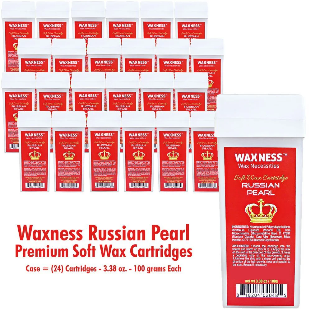 Russian Pearl Soft Wax Cartridge / Case = (24) Cartridges - 3.38 oz. - 100 grams Each by Waxness