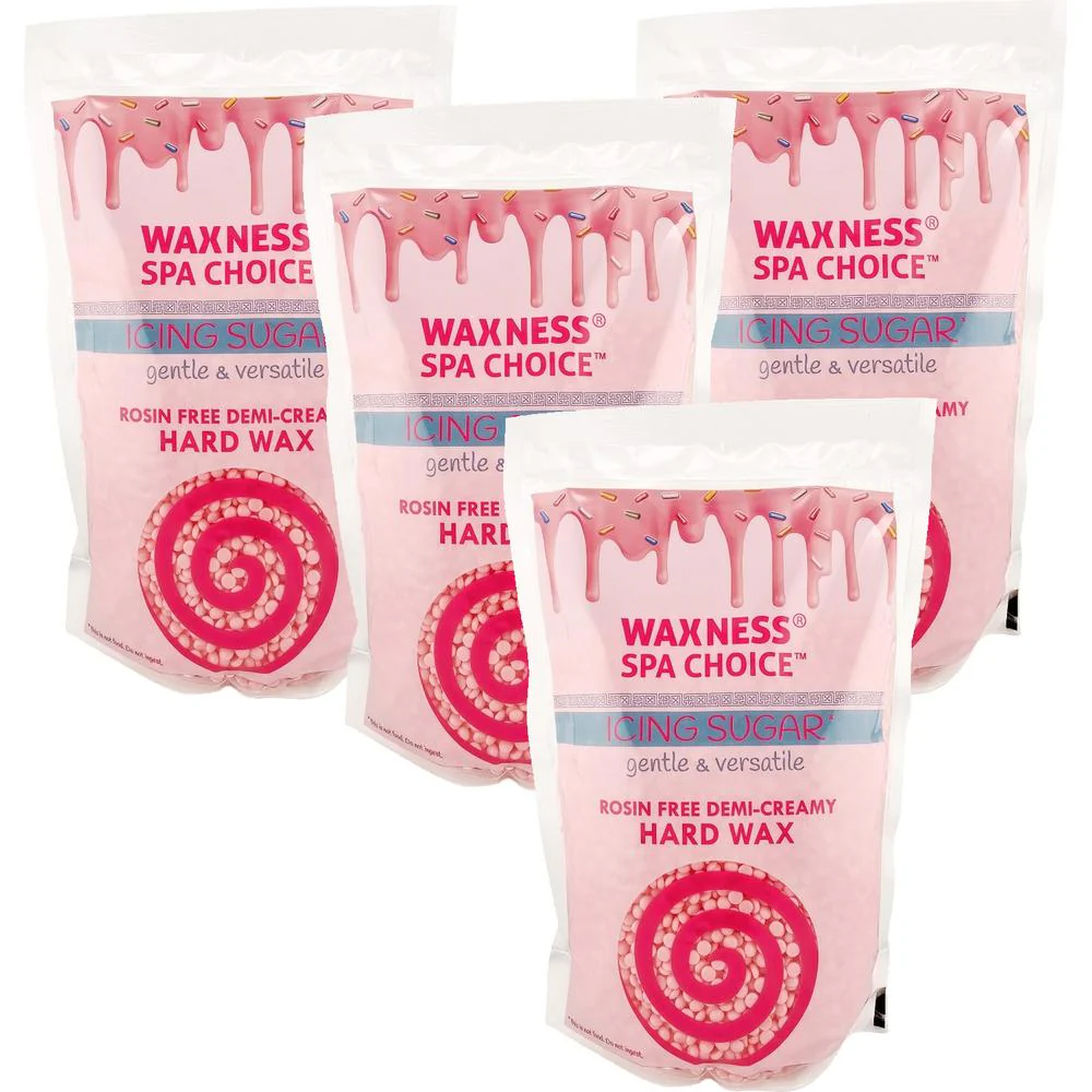 Spa Choice Icing Sugar Hard Wax - Made in Italy / 7.04 Lbs. Total = 1.76 lbs. - 28.16 oz. - 800 Grams Each X 4 Bags by Waxness