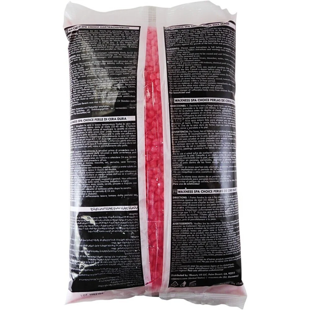 Waxness Spa Choice Rosin Free Multidirectional Hard Wax Beads Passion Fruit - Made in Italy / 2.2 lbs. - 35.27 oz. - 1 kg. Each X 4 Bags = 8.8 Lbs - Image 2
