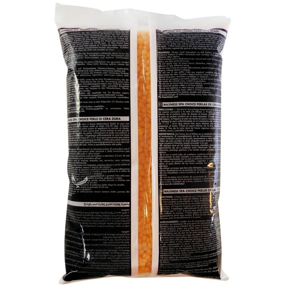 Waxness Spa Choice Rosin Free Multidirectional Hard Wax Mango - Made in Italy / 2.2 lbs. - 35.27 oz. - 1 kg. Each X 4 Bags = 8.8 Lbs - Image 2