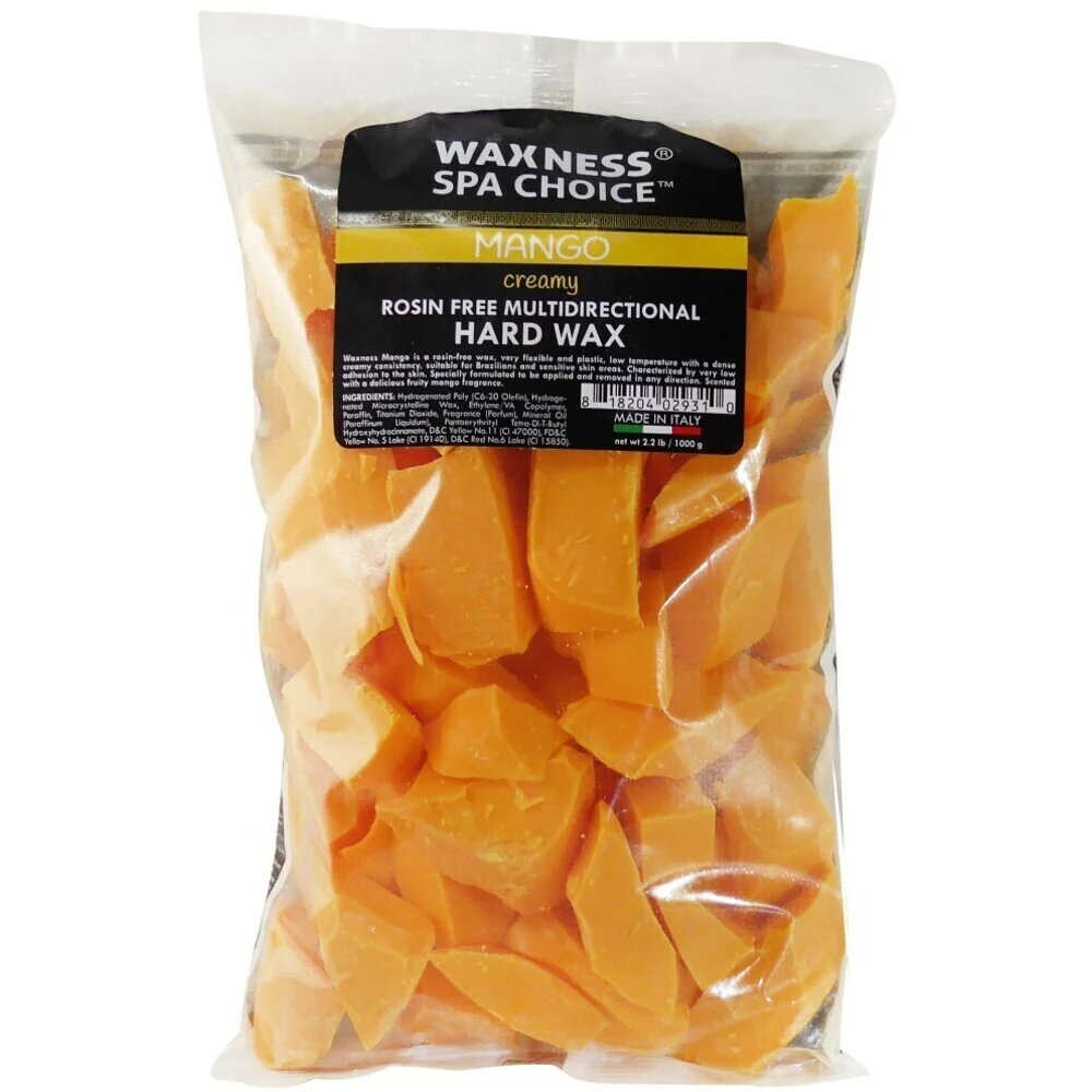 Waxness Spa Choice Rosin Free Multidirectional Hard Wax Mango - Made in Italy / 2.2 lbs. - 35.27 oz. - 1 kg. Each X 4 Bags = 8.8 Lbs - Image 3